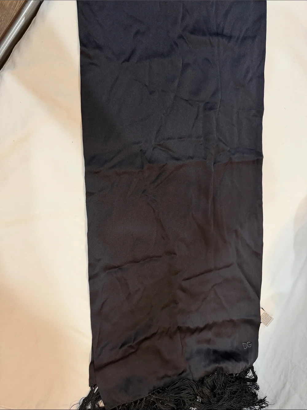 Dolce & Gabbana Black Silk Fringe Scarf made in Italy
